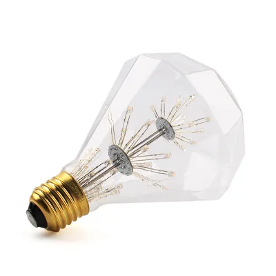 D95 Clear Edison Bulb E26 Medium Base Incandescent Lamp 3W Warm White 2200K Diamond-shape Starry Decorative LED Bulb