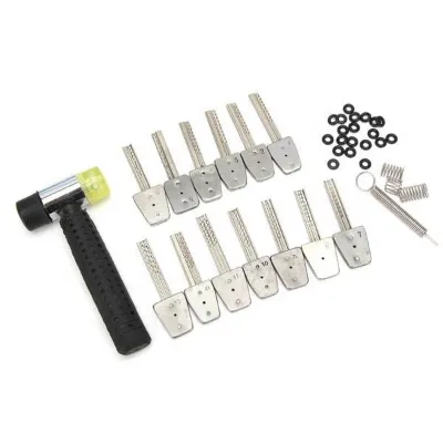 HUK 14Pcs Stainless Steel Key Picks Bit Set With Hammer Picks Tools Professional Locksmith Supplies