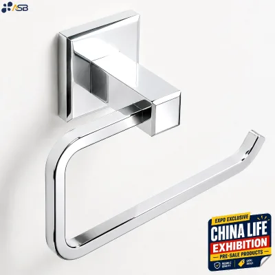 201 Stainless Steel Modern Hotel Open Square Wall Mount Towel Ring & Holder Eco-Friendly Rustproof Bathroom Accessory