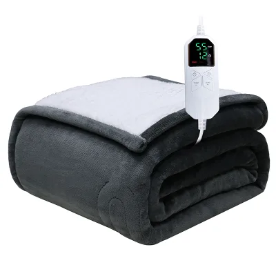 Portable Electric Blanket with Flannel Material Washable Heated Throw for Home Office Travel Winter Warming Mattress Topper