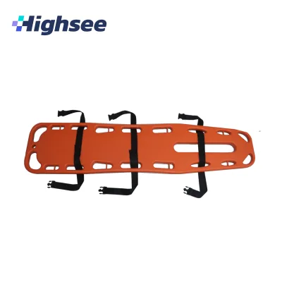 High Quality Emergency Medical Supplies PE Orange Spinal Board Stretcher Rescue Backboard for Spine Protection