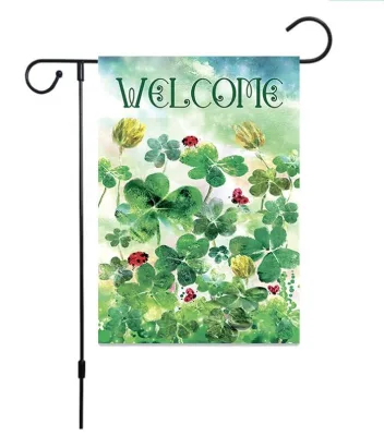 St. Patrick's Day Garden Flag Shamrocks Home Flag St. Patrick's Day Clovers Flag for Irish Holiday Garden and Home Decorations