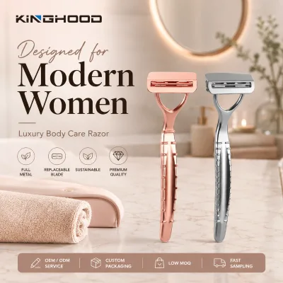 Premium Sustainable Body Care Razor Private Label OEM Manufacturer Luxury Women Metal Razor with Shaving Kit
