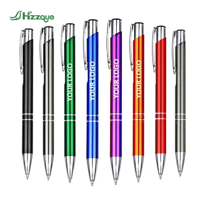 Elegant Business Office Hotel Pen Custom Logo Metal Case Ballpoint 1.0mm Writing Width UV Printed Multiple Colors Removable