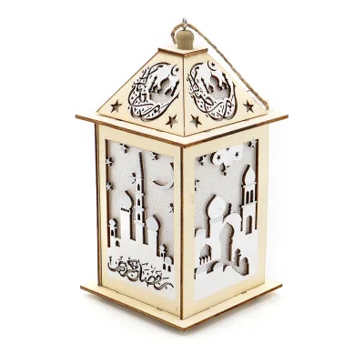 Eid Mubarak Wooden Craft Muslim Festival Wooden LED Moon Lights Muslim Style Interior Decorations