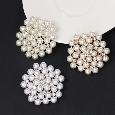 New Arrival Women Fashion Luxury Jewelry Silver Gold Alloy Crystal Rhinestone Pearl Brooch