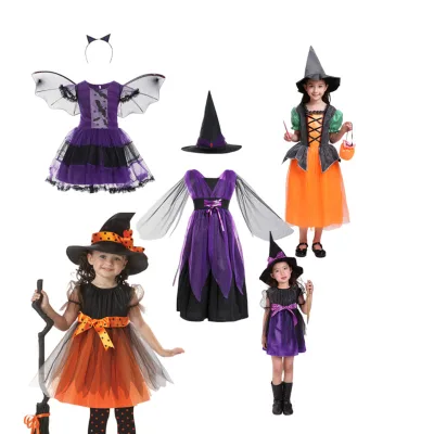 New Arrival Kids Halloween Cosplay Witch Devil Costumes for Dress up Theme Party