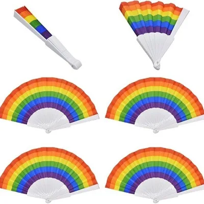 Rainbow Pride Folding Fan Printed Hand Fan LGBTQ Festival Party Gift
