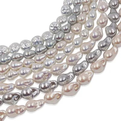 beautiful rainbow color baroque irregular shape cream gray colorful big large size pearl glass beads Pearl Bead Strands