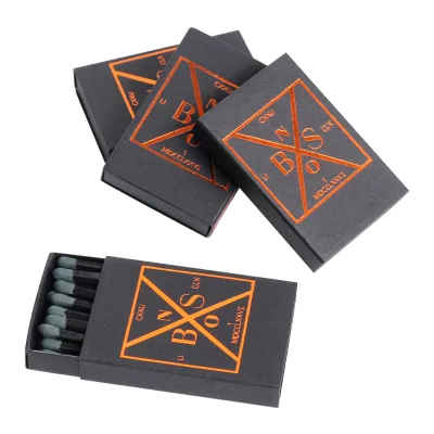 High Quality Simple matchbox Black Wedding Matchboxes Custom square Match Box with Matches