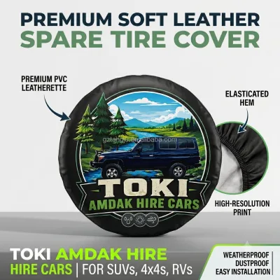 Soft Leather Black Luxury Spare Tire Cover Waterproof Dustproof Anti-UV Universal Fit for Land Cruiser SUV Off-Road Vehicle
