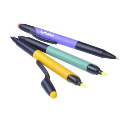 Colorful 3-in-1 Multifunctional Plastic Ballpoint Pen Highlighter Stylus With 0.7mm/1.0mm Refill for Office Business
