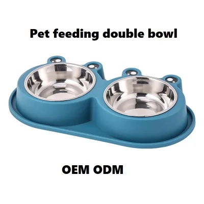 Pet Bowl Set Stainless Steel Double Bowl Anti-Ant Non-Slip Cat Dog Feeding Bowl Wholesale Bulk Pet Supplies for Cats