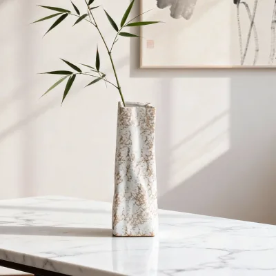 Stunningly Beautiful Intricately Embroidered Ceramic Flower Vase Rock-Like Texture Modern Design Eastern Rock Brand Stylish