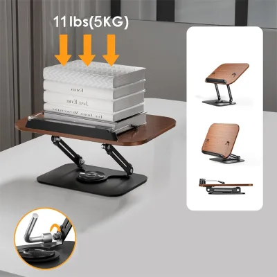 Manufacturer 360° Rotating Base Ergonomic Cookbook Stand Recipe Wooden Book Stand Holder for Reading Magazine Tablet Laptop