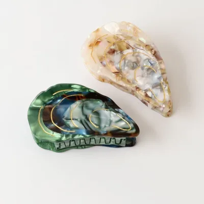 Ocean-themed Collection Acetate Women's Hair Clip in Shell Clam Design Chic Elegant Sweet Handmade