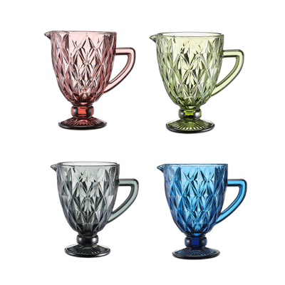 Stock Vintage Color Embossed Glass Pitcher