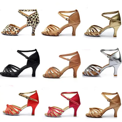 Latin Dance Indoor Training Shoes Women Adult High Heel Dance Shoes Satin Gymnastics Shoes