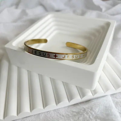 6mm Open-end Metal Bracelet Stainless Steel Jesus Christian Bracelets