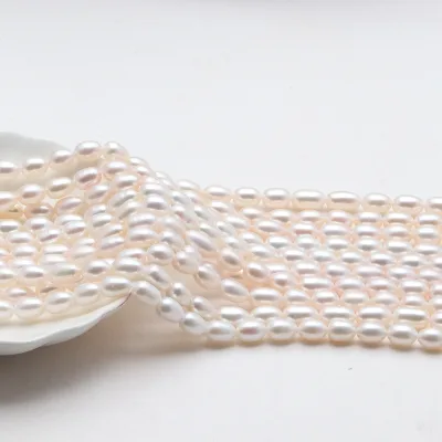 Wholesale 2-10mm Rice Shape Stand Genuine Real Natural Freshwater Pearls String Pearls Strands for Jewelry Accessories