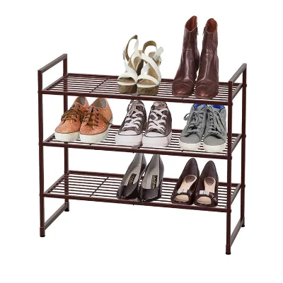 3 Tier Stackable Shoes Rack Storage Shelf Bronze Wooden Display Stand for Essential Oil