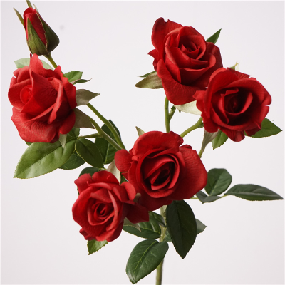 Highly Recommended 6-Head Red for Barbie Rose Realistic Touch Artificial Latex Rose for Wedding Bouquets & Home Table Decoration