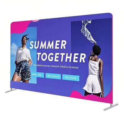 Custom Double Sided Back Drop 3x3 ft 10ft Fabric Wall Aluminum Exhibition Booth Display Stand for Exhibitions