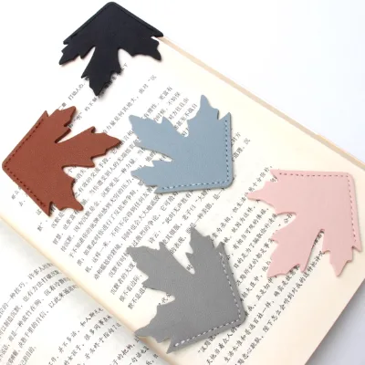 Custom Logo Maple Leaf Bookmark Leather Leaf Book Reading Marker Label Creative Book Corner Protector