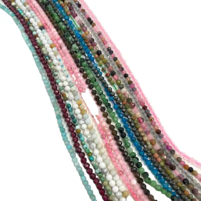 Tiny 2mm Micro Faceted Crystal Beads Natural Stone Loose Gemstones for Bracelet & Necklace Jewelry Making