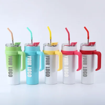 Hot Selling Large Capacity Portable Straw Cup 304 Stainless Steel Vacuum Flask Custom Water Bottle Event Gift with Custom logo