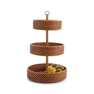 OEM 3 tier rattan fruit basket rattan Fruit bowl
