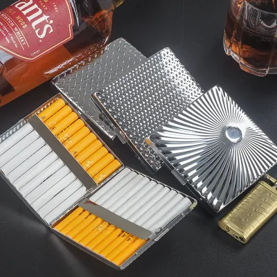 Embossed Aluminum Metal Cigarette Case Moisture-Proof Portable 20 Pack King Size Modern Luxury Rectangle Storage Box with Lid