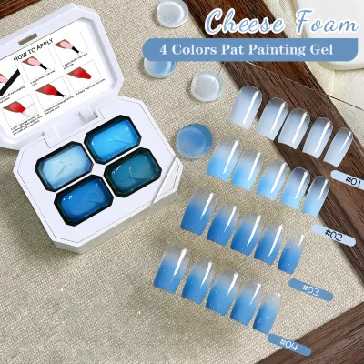 4 Colors Solid Builder Gel, Waterproof & Long-Lasting 4-in-1 Popular Gradient Non-Wipe Gel, Suitable for Salon Use