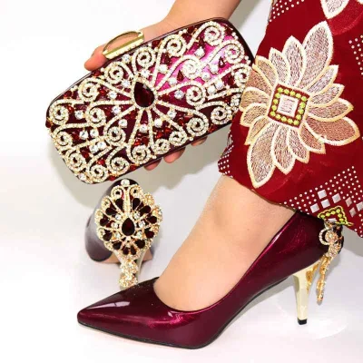AB7862 Elegant Big Bag and Shoes Set Handbag With Shoes Set for Ladies