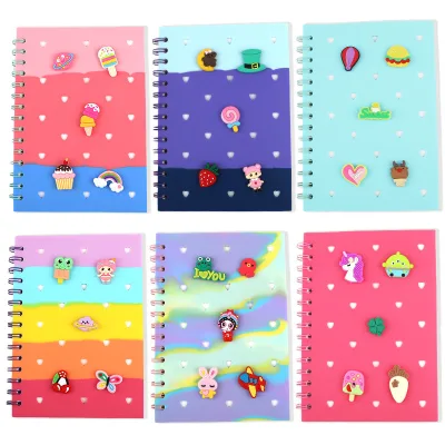 Custom Eco Friendly Plastic Spiral Notebook with Pop Charms Cute Journal for Kids Education School Office Gift