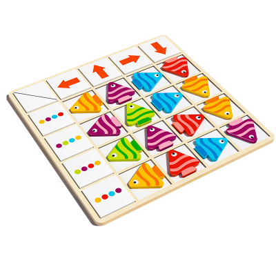 Pre-School Age Child Educational Toys Kids Learning Color Arrow Direction Cognitive Board Game Early Education Wood