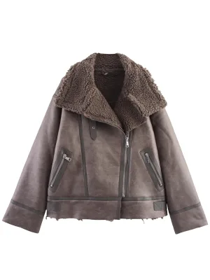 Foreign Trade Winter New Women's Fashion European American Style Turn-down Collar Breathable Eco-Friendly Zipper Decorated Coat