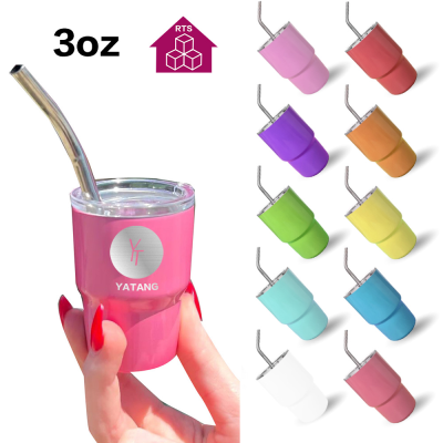 USA Warehouse 2oz 3oz Mini Shot Tumbler for Sublimation Printing Double Walled Shot Glass With Straw