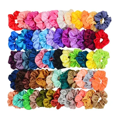 40 Color Cross-border European American Saded Cloth Large Intestine Hair Ring for Hair Rope Rubber Tendons Accessories