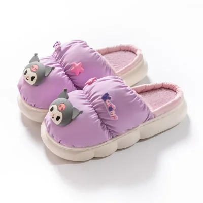 ML Kuromi Melody Slippers Warm Indoor Shoes Kawaii Cinnamoroll Pochacco Home Cotton Shoes Sweet KT Cat Autumn Non-slip Shoes