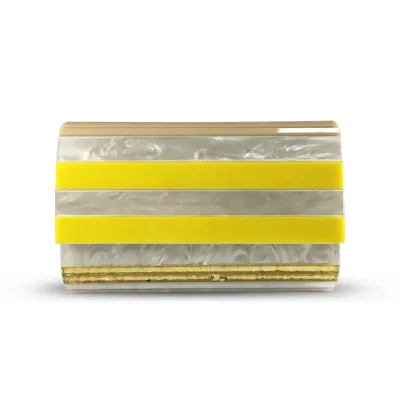 Flap Lightweight Casual Luxury Branded Custom Stripes Acrylic Clutch Fashion Purses and Handbags with Chain