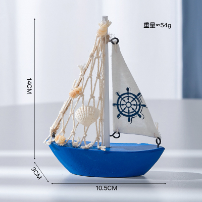 Retro Mediterranean Style Sailing Boat Model Marine Nautical Boat Craft Hotel Home Bedroom Decoration