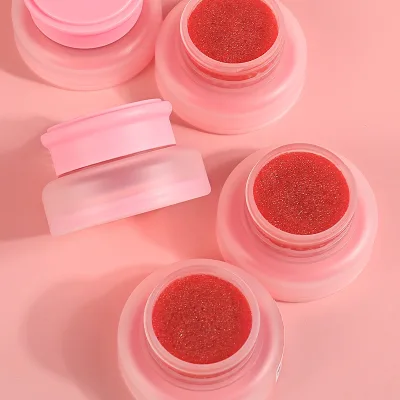 Natural Vegan Lip Scrub with Moisturizing Effects Hot Selling Pink Package Strawberry Flavor Lip Balm