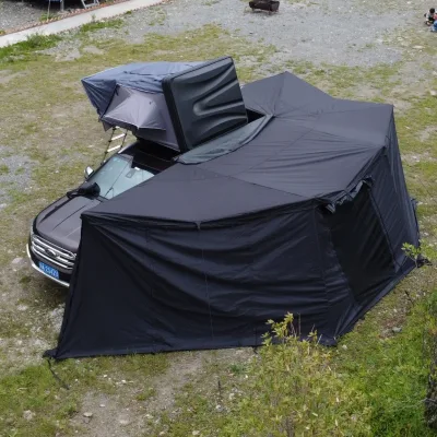 New Arrival Glamping Free Standing 270 360 Degree extra Large batwing 2m Car Roof Top Tent Side Awning with LED Light, Side Wall