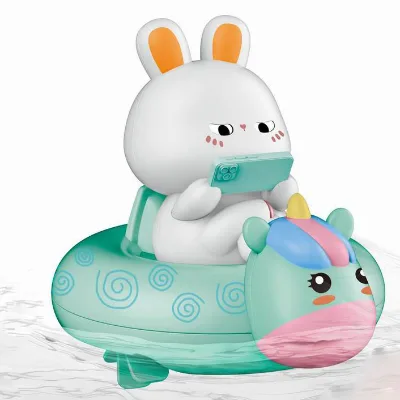 Custom Plastic Wind up Rabbit Baby Bath Toy Bathing Water Cute Animal Design Swimming Pool Rabbit Toys
