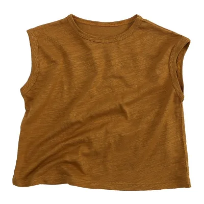 Solid Color Casual Cotton Tank Tops for Kids Soft and Comfortable Multiple Colors with Letter Pattern Available
