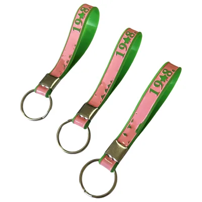 Greek Alpha Kappa Alpha Sorority Ink Injected Silicone Wristband Keyring Silicone Loop Keychain