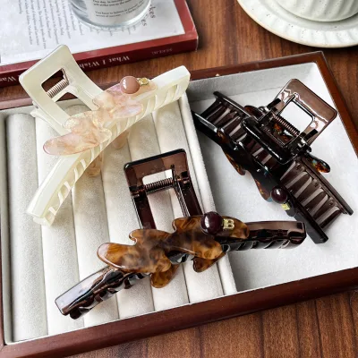 Acetate Leopard Print Letter Large Hair Claw Clip for Women, Luxury Fashion Hair Claw, Versatile Hair Accessories