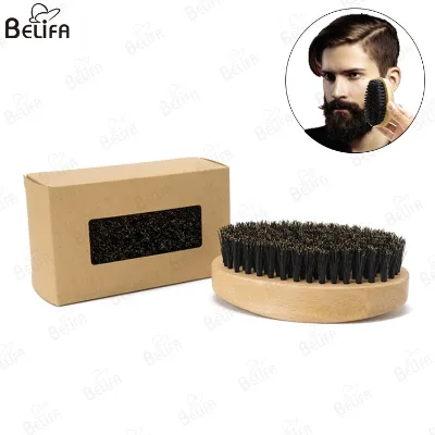 Wholesale Custom logo Private Label Professional Natural Wild Boar Bristles Hair Barber Wood Wooden Mens Beard Brush for Men