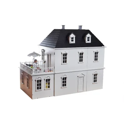 1:12 Scale Wooden Doll House Villa With Balcony DIY Dollhouse Furniture Double Storey Miniature Dollhouse